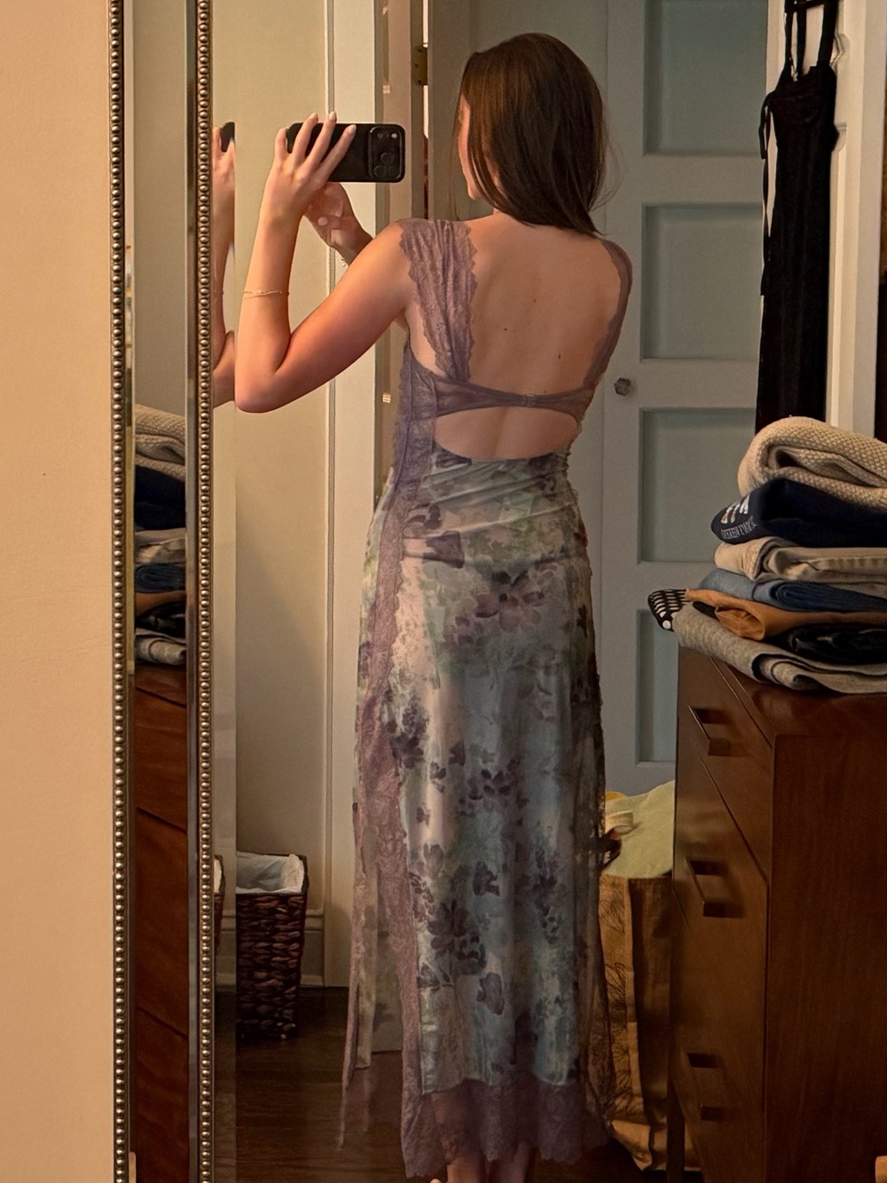 Free People Lavender Lace & Floral Maxi Slip Dress - Picture 2 of 6